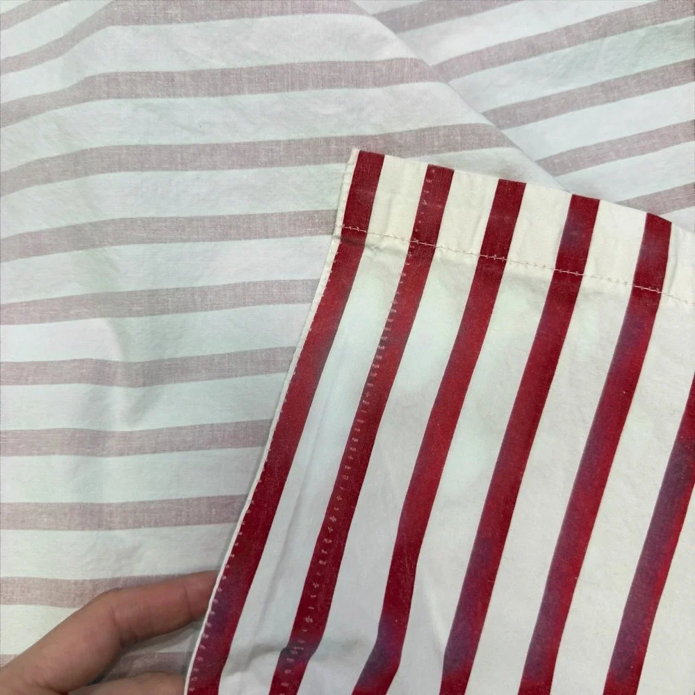 Lauren Ralph Lauren Vintage Twin Sheet Set Red White Stripe 100% Cotton 3pc